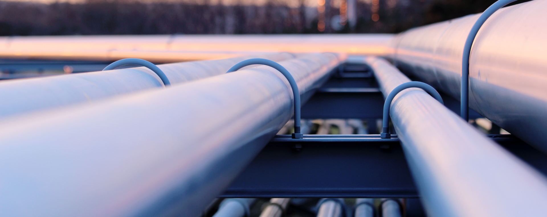 A closeup view of multiple pipelines