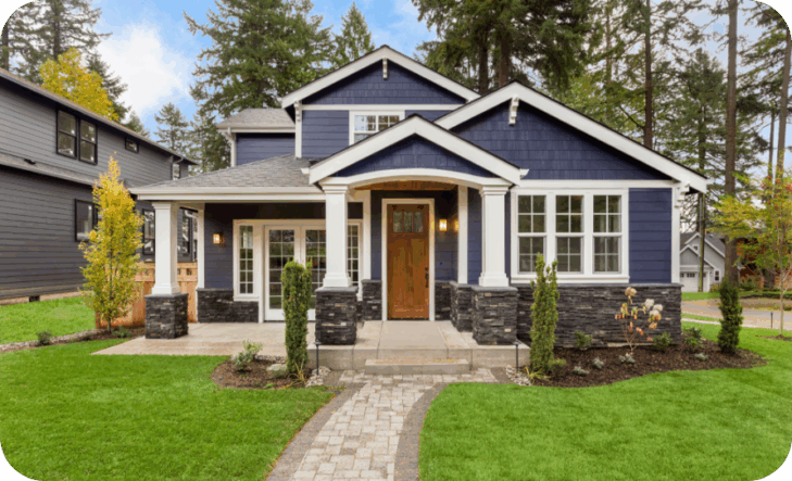 The front of a suburban home