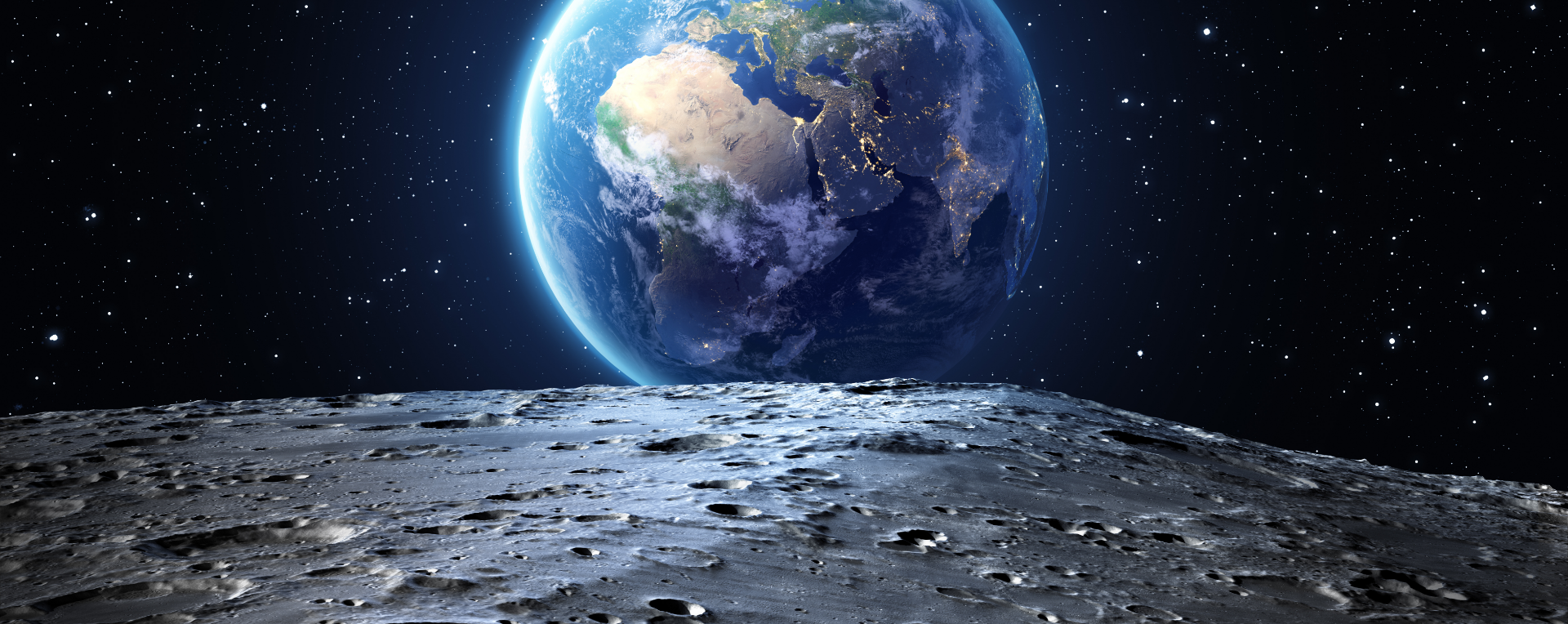 A view of Earth from the Moon.