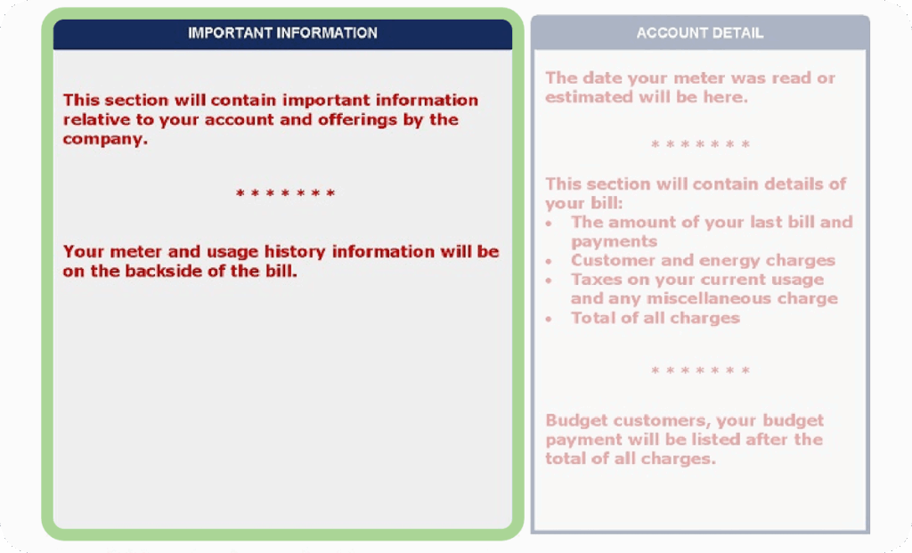 Highlighting the Important Information section of your bill.