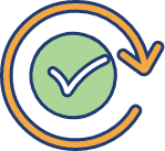 A circular arrow with a checkmark inside it