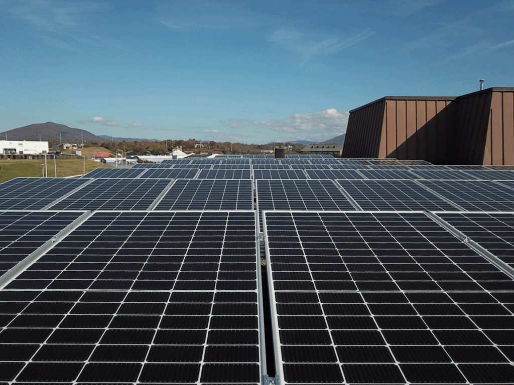 The solar panel installation on the Roanoke Gas headquarters.